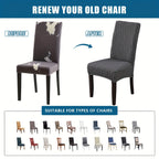 Stain-Resistant Stretch Dining Chair Covers Set of 4 or 6 Jacquard Polyester-Spandex Removable Slipcovers – Pet & Kid Friendly, Machine Washable, for Restaurant Home Wedding Christmas