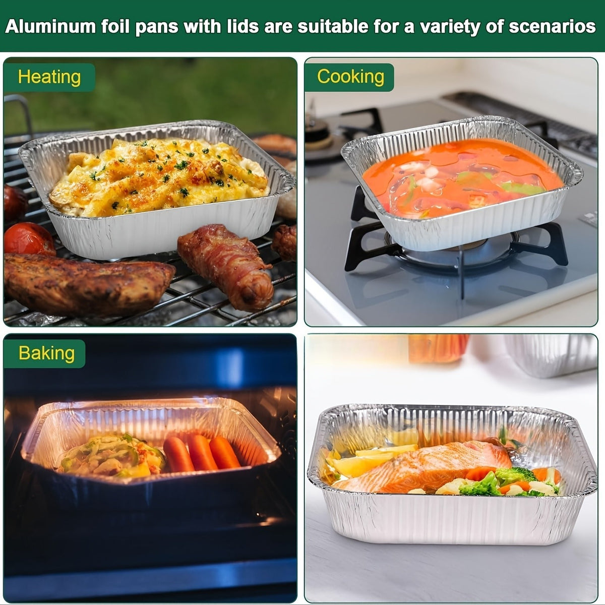 8x8 Aluminum Cake Pans 30 Pack with Lids – Disposable 8 Inch Square Foil Baking Pans for Cakes, Brownies, Freezing & Meal Prep