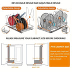 Pots & Pans Organizer Rack for Under Cabinet – 10 Adjustable Dividers, Pull-Out Chrome Steel, for Pot Lids, Cutting Boards & Bakeware, 11” W × 17.5” D × 8.3” H