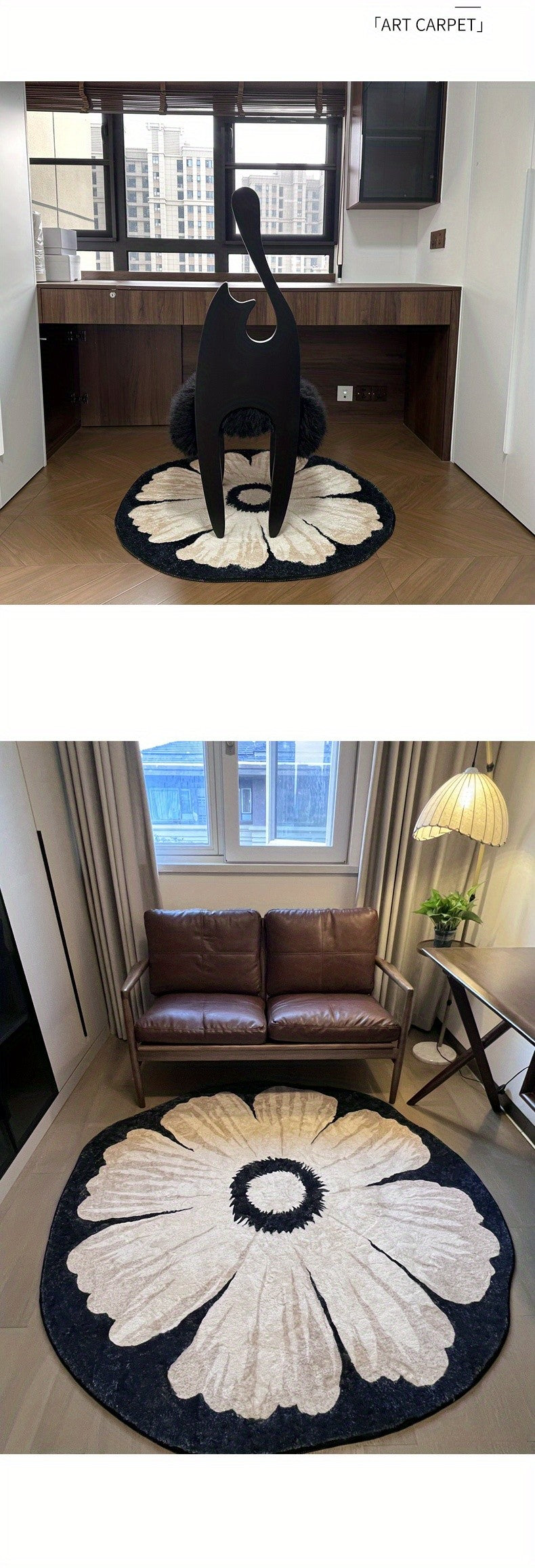 Round Area Rug Cream Irregular Shape Premium Thick Pile – Soft Accent Rug for Living Room, Bedroom, Bedside, Sofa & Coffee Table | Multiple Sizes