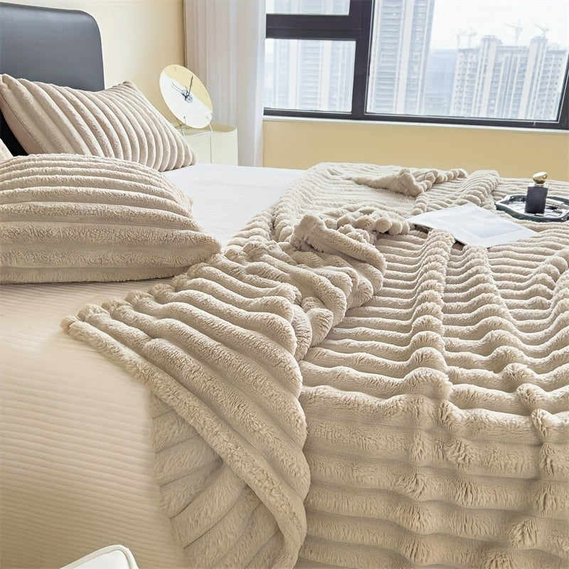 Soft Plush Throw Blanket – Thick Warm Fuzzy Cozy Blanket for Couch, Bed, Office & Travel | 4 Sizes, 4 Colors | Great for Gifts & Room Decor