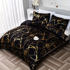 Duvet Cover Set Queen King Twin Full - Bronzing Texture Soft Breathable Bedding, 3-Piece with Pillowcases, All-Season Luxury Bedroom Decor, White Khaki Black