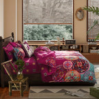 Bohemian Print Quilt Set 2/3pcs - Soft Microfiber Lightweight All-Season Bedding for Double Bed Large and Extra Large Perfect Gift for Valentine's Day Wedding and Girls