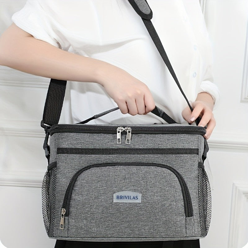 Large Capacity Insulated Lunch Bag Crossbody Shoulder Tote – Reusable Portable Cooler Bag for Work, Picnic, Camping & Travel