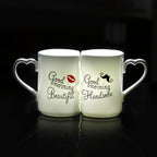 Ceramic Couple Mug Set of 2 – Kissing Design Insulated Love Mugs 360ml 12oz for Coffee Tea, Anniversary Wedding Valentine's Day Gift