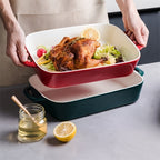 Porcelain Rectangular Baking Dish 12.8 x 8.9 Inch Ceramic Bakeware for Cakes Dinners Casseroles & Banquets - Oven Safe Roasting Pan