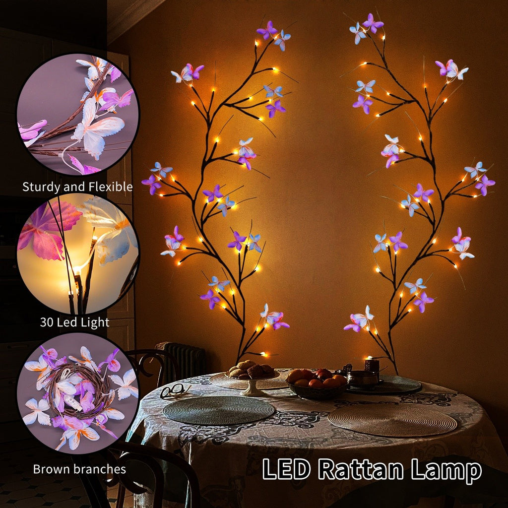 LED Willow Vine Fairy Lights with Butterfly Decoration - 37 LEDs 8 Modes USB Powered Flexible Branch String Light for Indoor Wall Bedroom Home Decor, Warm White