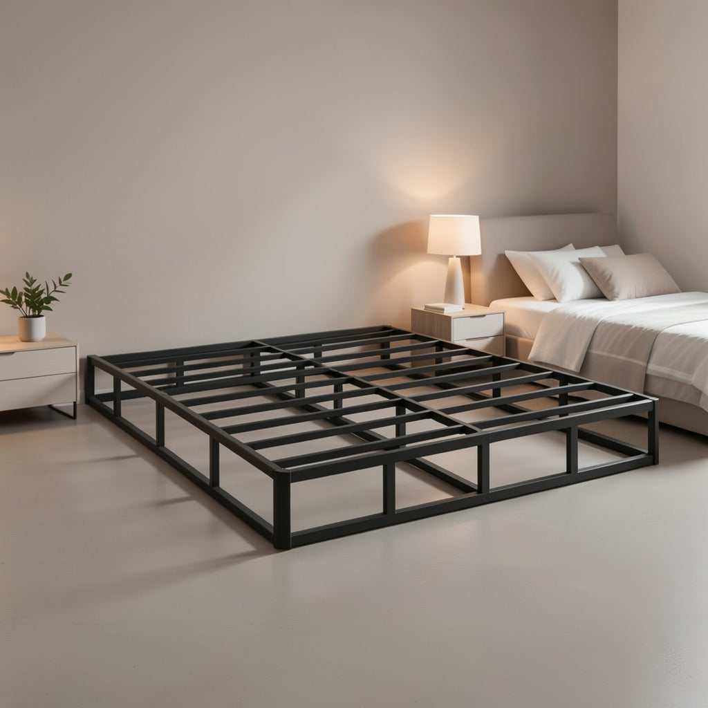Heavy Duty Box Spring Foundation | 5", 7" & 9" High Metal Frame with Fabric Cover, Easy Assembly – Twin, Full, King