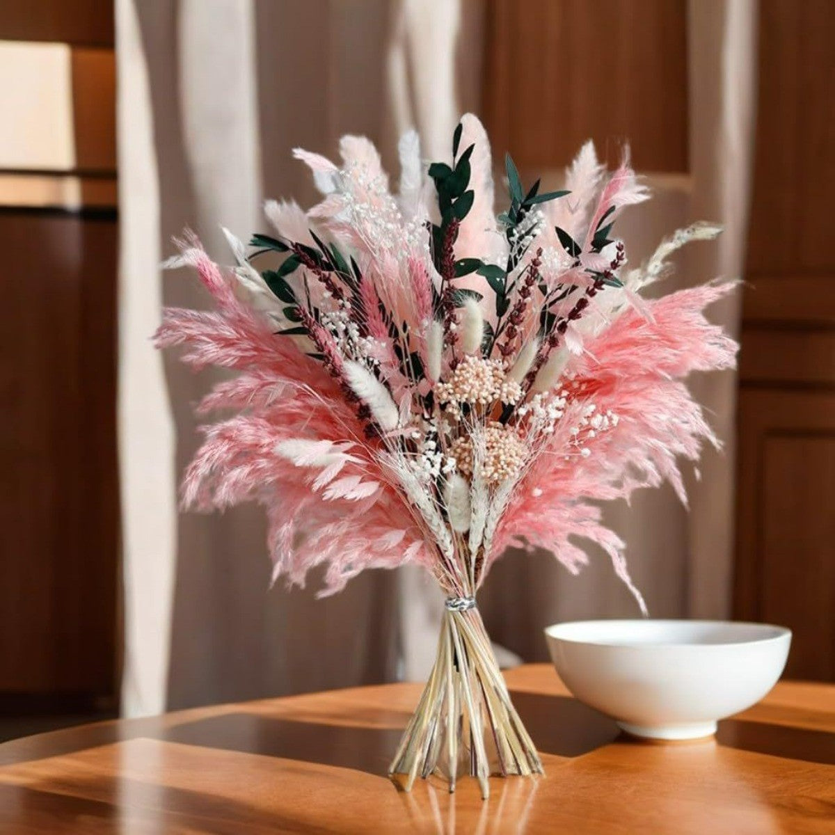 50-Piece Pampas Grass & Dried Flower Bouquet Set – Boho Reed Feather Mix for Wedding Decor, Living Room Arrangement & Nordic Photo Props