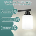 3-Light Modern Vanity Light Fixture Wall Sconce with Milk White Glass Shade E26 Socket - Bathroom Mirror Light for Living Room Bedroom Hallway, Golden / Brushed Nickel / Black