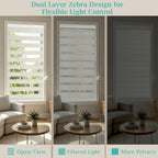 Cordless Zebra Blinds Day Night Dual Layer Window Shades for Home & Office – Free Stop Light Control, Easy Install, 4 Colors & Custom Widths