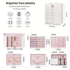 Jewelry Box with Lock & Mirror, Large 6-Tier Jewelry Case with 5 Drawers, Lockable Jewelry Storage Organizer for Women, Girls & Loved Ones — Jewelry Armoire Gift