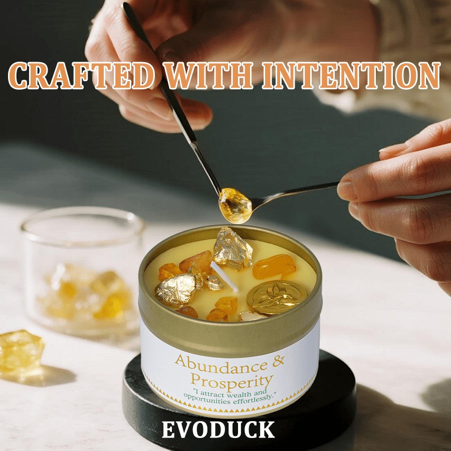 Manifestation Candle – Scented Soy Wax Candle with Golden Crystal & Guidance Card, 3oz, 12+ Hr Burn, for Focus, Meditation & Yoga | Abundance & Law of Attraction Gift for Women (1 or 2 Pack)