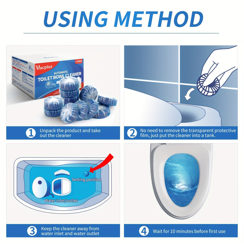 Blue Dissolve Toilet Tank Cleaning Tablets – 15-Day Long-Lasting Deodorizer, Stain Remover & Tank Cleaner | 20, 50 or 100 Count | Safe for Plastic & Porcelain