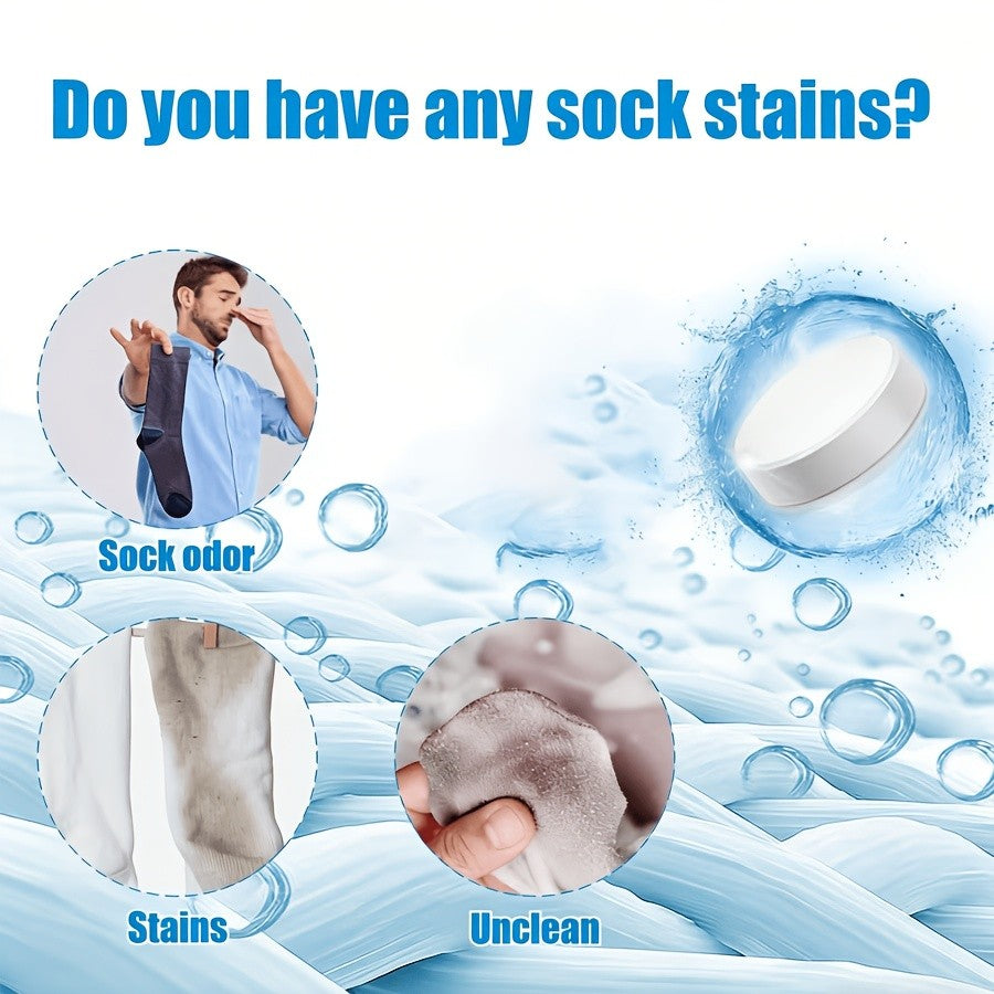 Sock Cleaning Tablets 12pcs Deep-Penetrating Laundry Soak Tabs for Dirty Socks Removes Sweat Stains & Odors No Scrubbing Needed Citric Acid Formula