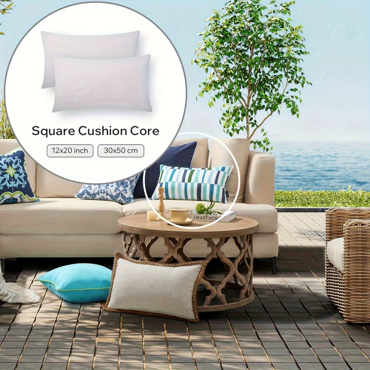 Hypoallergenic Fiber Pillow Inserts 1/2/4 Pack – White Square Cushion Filling with Zipper, Polyester Sanded Soft Fill for Sofa Bed Patio Bedroom Office Living Room Indoor Outdoor Decor