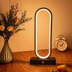 Modern Aluminum LED Ring Table Lamp, 3-Color Touch Control, USB Charging, 12.8" Spiral Metal Bedside & Desk Light – 1pc or 2pc