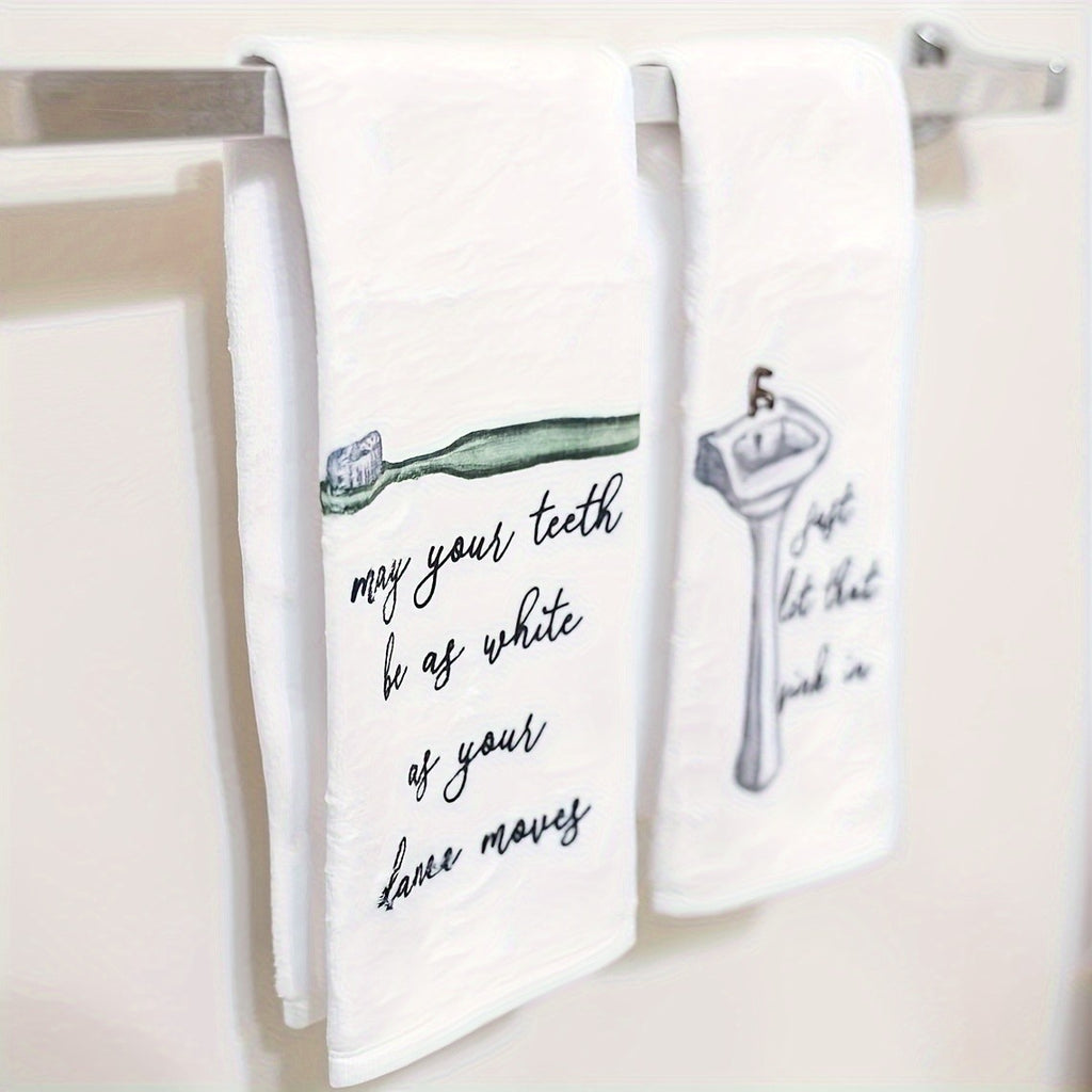Funny Bathroom Hand Towels 2pcs – Absorbent Guest Towels 24×16 Inch | Humorous Bathroom Decor & Home Decor | Perfect Housewarming Gift