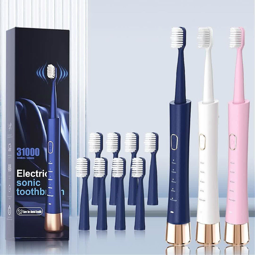 Sonic Electric Toothbrush with 8 Brush Heads - 5 Modes 31000 Vibrations IPX7 Waterproof USB Rechargeable 2 Min Timer Adults Men Women Couple Gift