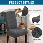 Stain-Resistant Stretch Dining Chair Covers Set of 4 or 6 Jacquard Polyester-Spandex Removable Slipcovers – Pet & Kid Friendly, Machine Washable, for Restaurant Home Wedding Christmas