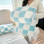 Checkerboard Flannel Throw Blanket 3D Embossed Super Soft Plush Fleece Aesthetic Checkered Blanket for Sofa Bed OEKO-TEX Machine Washable 5 Colors