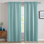 Blackout Curtains 2 Panels 80% Room Darkening 40"W x 95"L – Thermal Insulated Rod Pocket Drapes for Bedroom Living Room, Navy Blue Textured Privacy Window Curtains