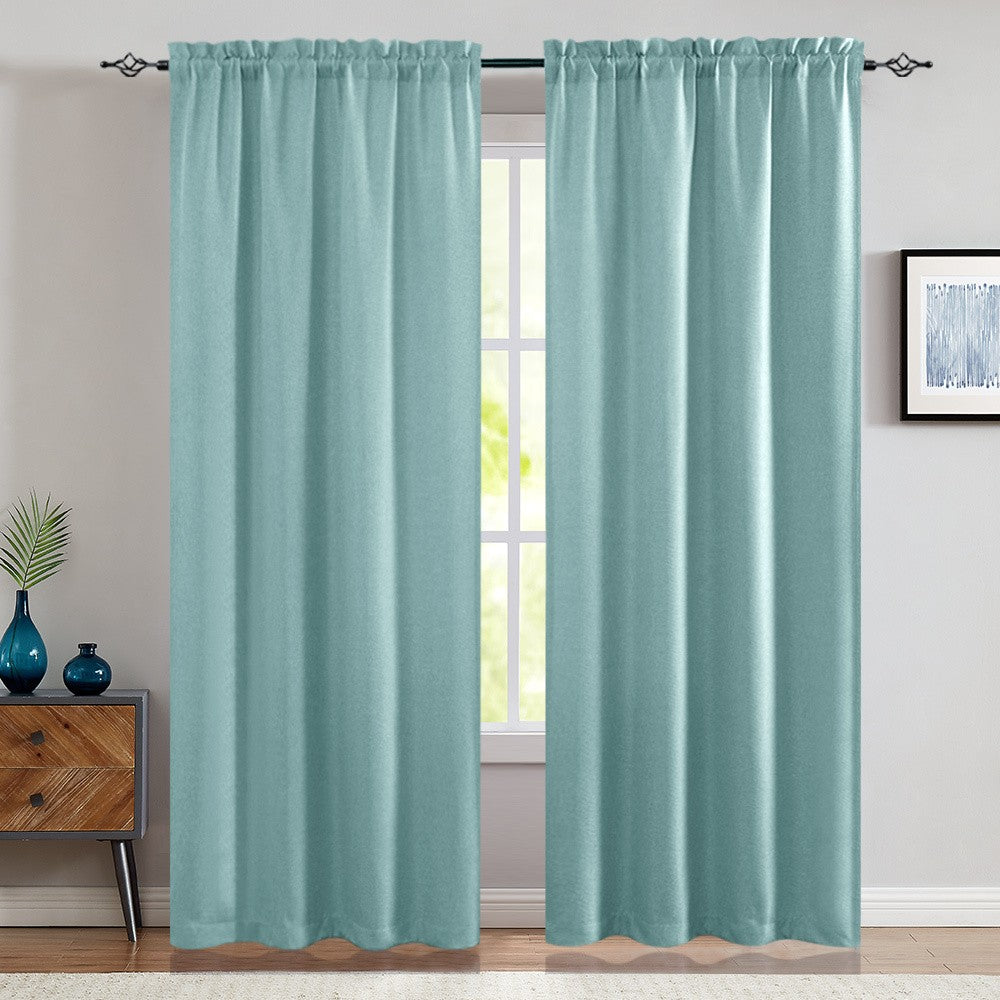 Blackout Curtains 2 Panels 80% Room Darkening 40"W x 95"L – Thermal Insulated Rod Pocket Drapes for Bedroom Living Room, Navy Blue Textured Privacy Window Curtains