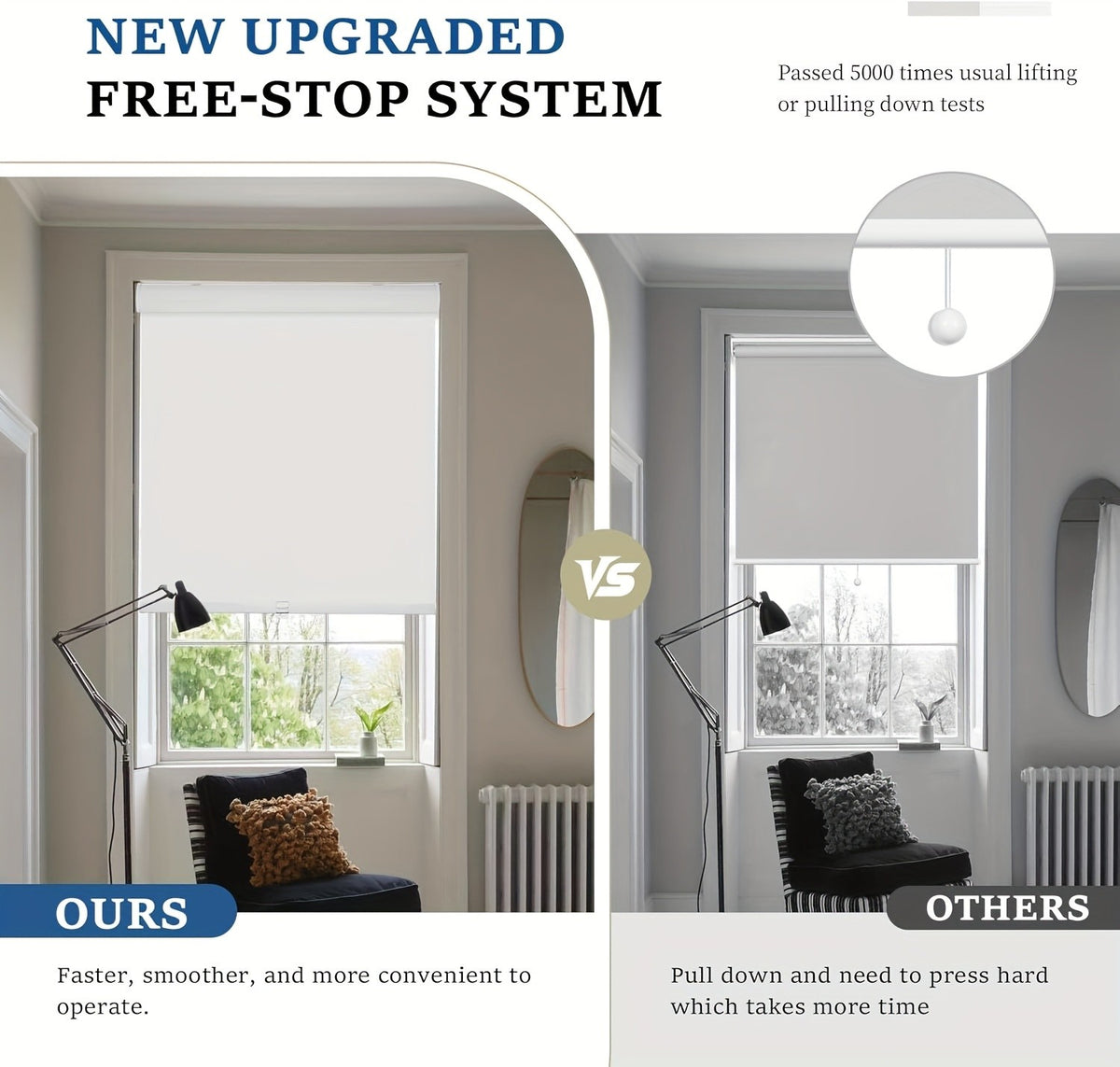Blackout Roller Shades for Windows, Cordless Room Darkening Window Blinds, Thermal Insulated UV Protection, Easy Install for Bedroom Living Room Office
