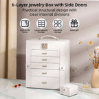 Jewelry Box with Lock & Mirror, Large 6-Tier Jewelry Case with 5 Drawers, Lockable Jewelry Storage Organizer for Women, Girls & Loved Ones — Jewelry Armoire Gift