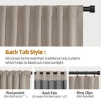 Back Tab Blackout Curtains 2 or 4 Panels – 100% Light Blocking Thermal Insulated Window Drapes for Living Room, Bedroom & Office, 50"W Multiple Lengths, 9 Colors