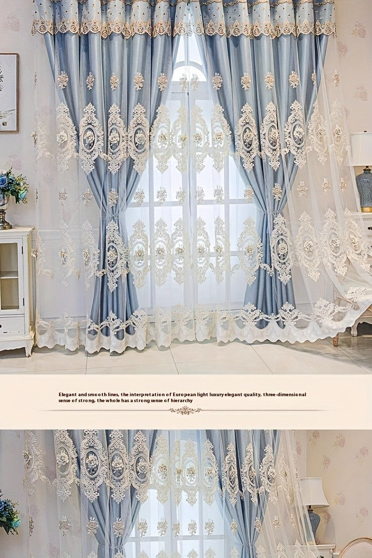 Luxury Blackout Curtains for Bedroom Living Room, European 3D Jacquard Embroidery Grommet Top Window Drapes, Thermal Insulated Light Blocking Machine Washable Panels