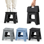 Heavy-Duty Portable Folding Stool 330 LBS Capacity – Compact Square Plastic Step Stool for Camping, Fishing, Picnic, Indoor & Outdoor Use (Black, Grey, Blue)