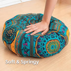 Boho Round Floor Cushion Pillow Thick Filling - Bohemian Decorative Accent Pillow for Sofa Living Room Bedroom, 6 Colors, 2 Sizes