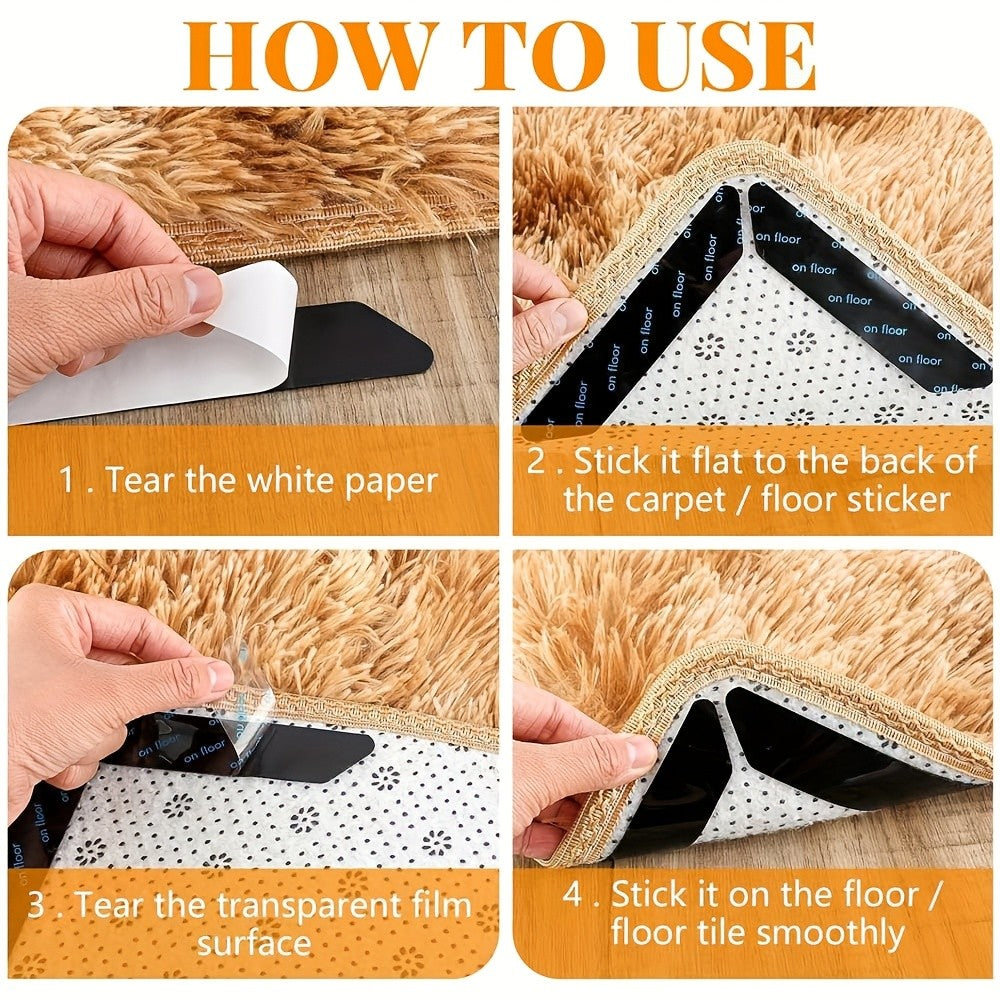 Non-Slip Rug Grippers for Hardwood Floors – Washable & Reusable Anti-Slip Carpet Rug Pads for Tile, Laminate & Wood Floors, 24 or 48 Pack