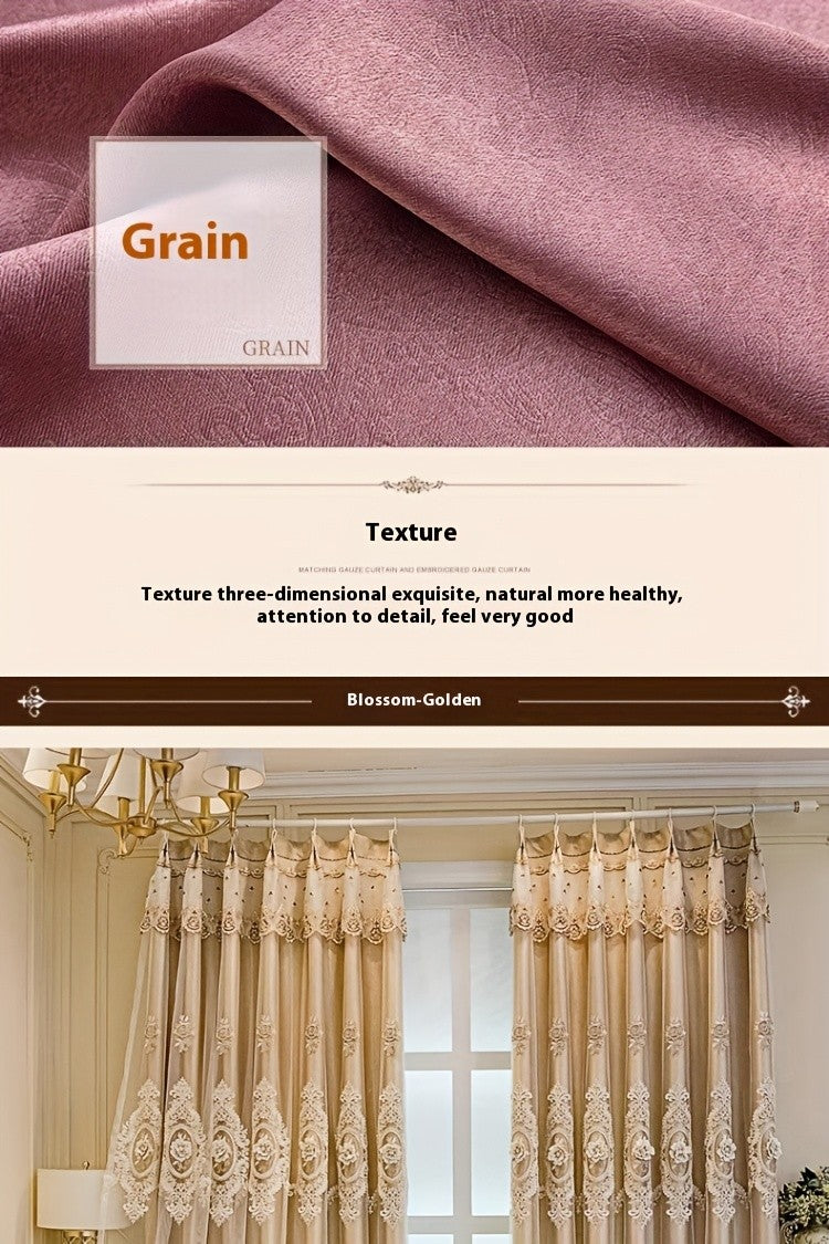 Luxury Blackout Curtains for Bedroom Living Room, European 3D Jacquard Embroidery Grommet Top Window Drapes, Thermal Insulated Light Blocking Machine Washable Panels