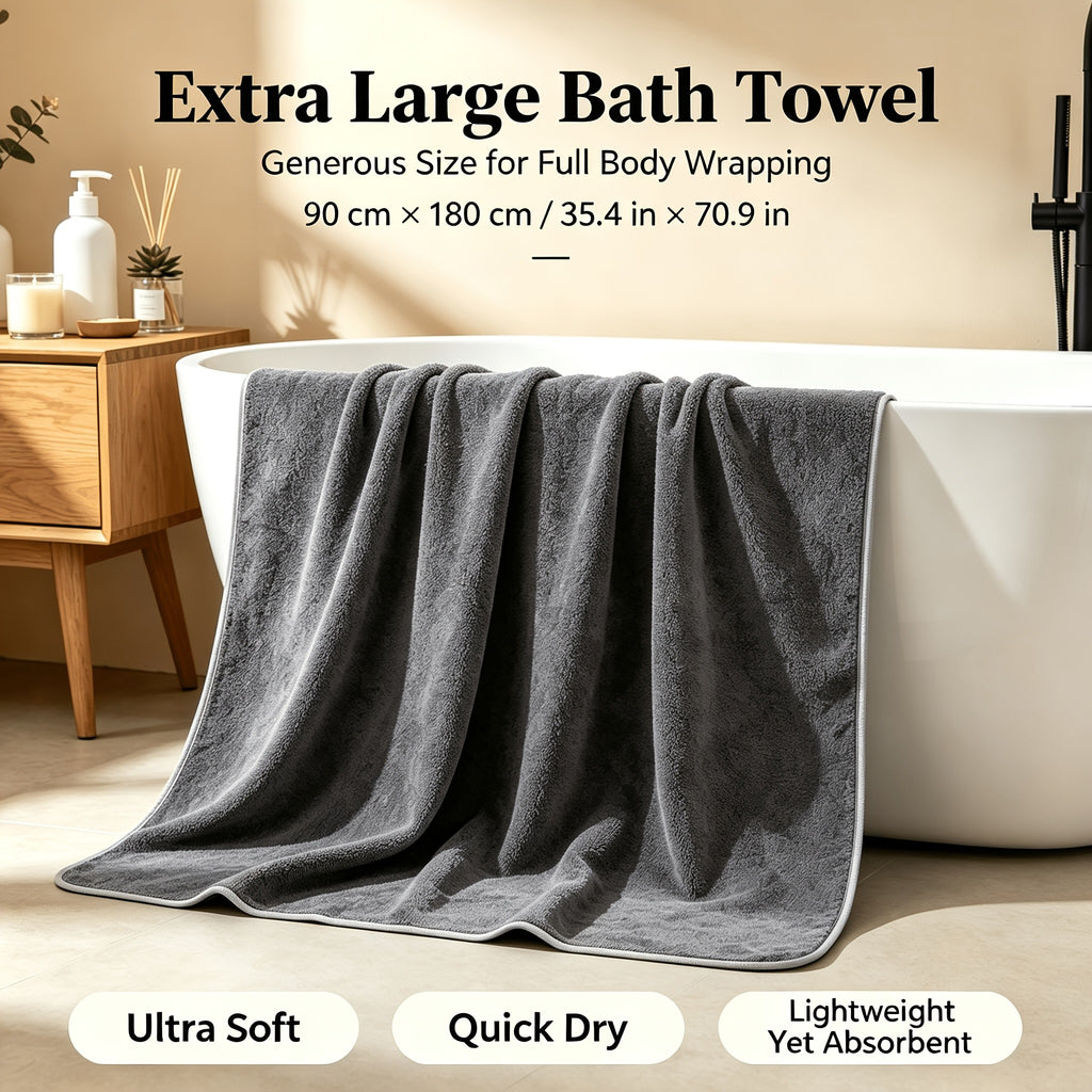 Microfiber Bath Towel Set 4 or 8 Piece – Extra Large 71×35” Ultra-Soft Quick Dry – Includes Bath Towel, Hand Towels, Washcloths & Hair Drying Cap for Bathroom, Hotel & Gym