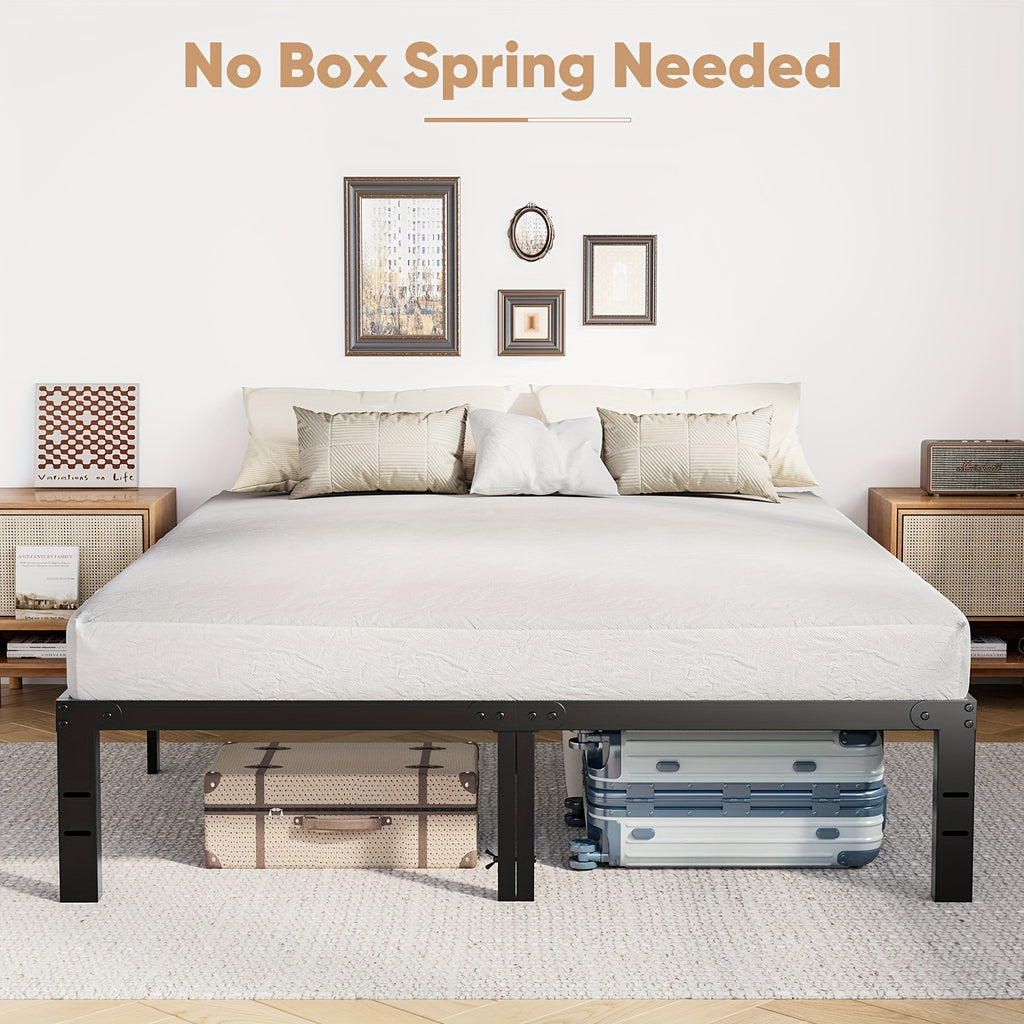 Metal Platform Bed Frame with Steel Slat Support | No Box Spring Needed | Under-Bed Storage | Easy Assembly | Noise-Free | Black | Twin Full Queen King
