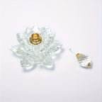 Lotus-Shaped Crystal Glass Decorative Bottle Desktop Ornament Vase Home Decor Accent Birthday Christmas Gift Purple White Blue