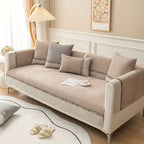 Bohemian Chenille Sofa Cover Non-Slip – Sofa Seat Cushion, Backrest, Armrest & Pillowcase Sold Separately, Dog Friendly Two-Tone for Bedroom Office Living Room, 4 Colors