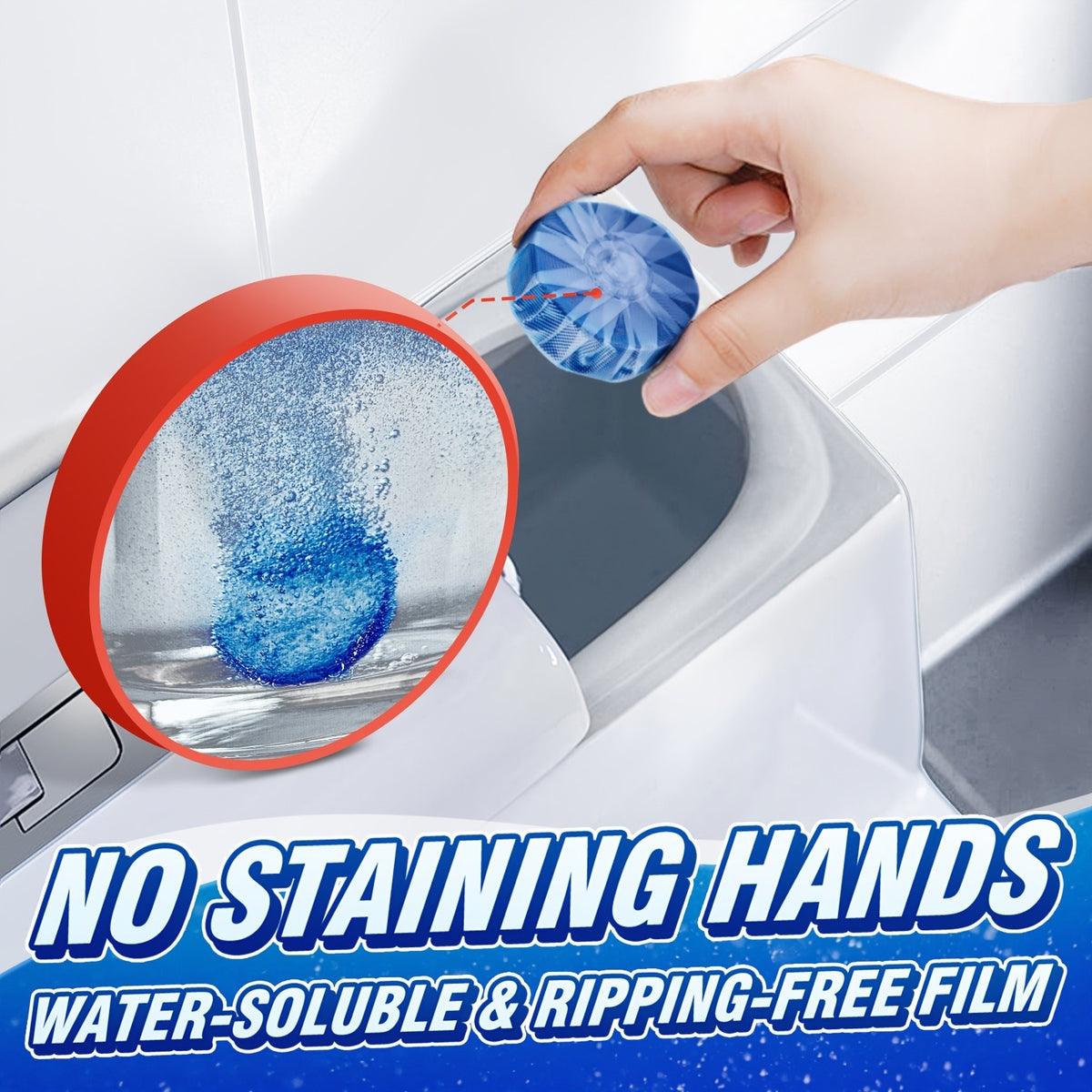 Blue Dissolve Toilet Tank Cleaning Tablets – 15-Day Long-Lasting Deodorizer, Stain Remover & Tank Cleaner | 20, 50 or 100 Count | Safe for Plastic & Porcelain