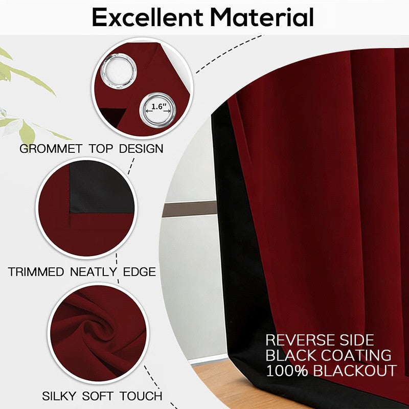 4-Panel 100% Blackout Velvet Curtains – Thermal Insulated, Noise Reducing, Privacy | Living Room & Bedroom | 4 Colors, 6 Sizes | Nuvia Haven