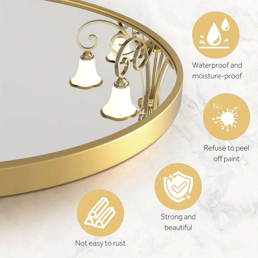 Irregular Wall Mirror Golden Asymmetrical Decorative Mirror Aviation Aluminum Alloy Frame for Bathroom Bedroom Living Room Entryway Cloakroom Modern Home Decor