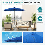 8-Rib 9FT Patio Umbrella with Tilt & Crank – Sun Shade Outdoor Market Umbrella for Patio, Beach & Restaurant, Red & Khaki