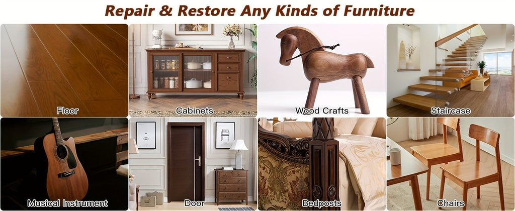 Wood Furniture Repair Kit 14 Piece Scratch Repair Filler Wood Putty Wax Touch Up Kit for Hardwood Floors Laminate Tables Doors Cabinets Walnut Colors Restore Cracks Holes