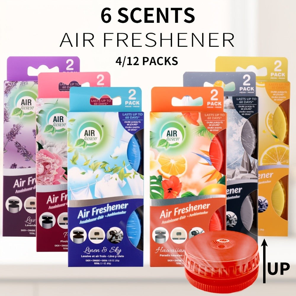 Air Freshener Odor Eliminator 4-Pack and 12-Pack Lasts Up to 30 Days Each for Bathroom Kitchen Garbage Can Cat Litter Box Car 6 Scents Lavender Lemon Paeonia