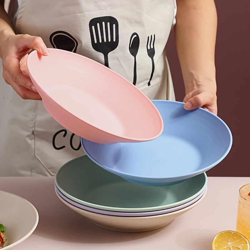Colorful Wheat Straw Dining Plates 10-Pack – Anti-Drop Reusable Plates, Dishwasher & Microwave Safe for Home & Kitchen