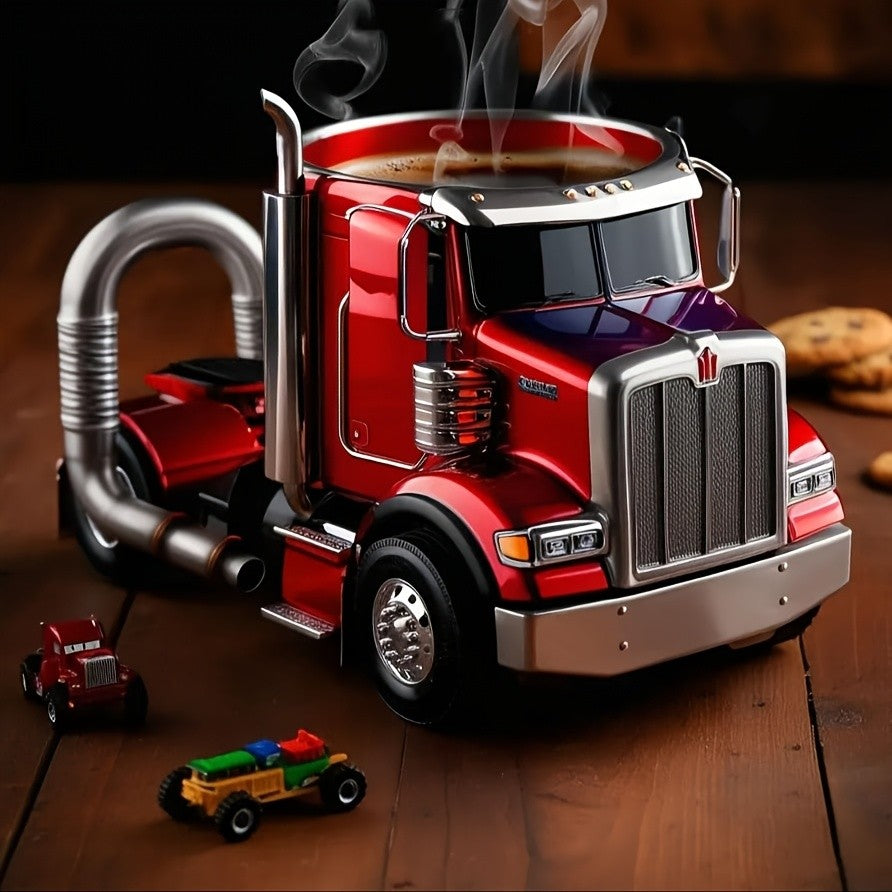 Truck Shaped Coffee Cup Handmade Semi-Truck Mug – Unique Creative Drinkware for Coffee & Tea – Novelty Trucker Gift for Halloween, Birthday & Christmas