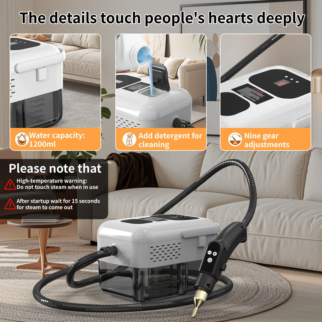 Portable Steam Cleaner 2500W High-Temperature High-Pressure Household Cleaner – 9-Speed Carpet & Floor Steam Mop with 1200ml Tank, Handle Switch, 3 Models: Basic, Upgraded & Intelligent