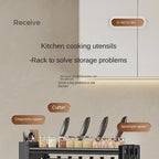 3-Tier Heavy-Duty Carbon Steel Kitchen Shelf Standing Storage Rack – Space-Saving Countertop Organizer for Spices, Knives, Utensils & Spoon Holder, Sturdy Multi-Tier Shelf for Small Kitchens