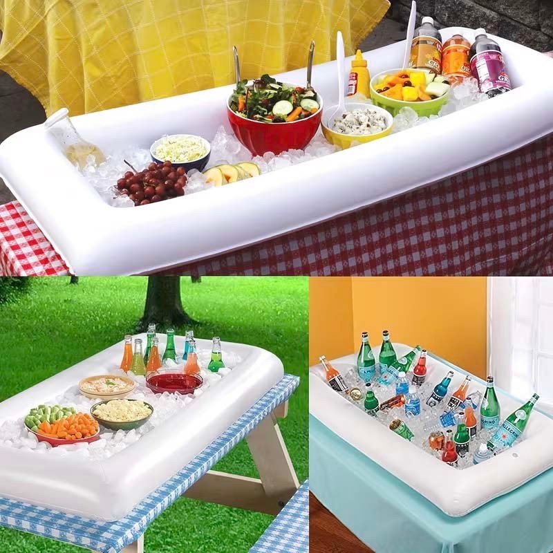 Inflatable Pool Cooler Bar with Drink Holders – Floating Ice Cooler for Pool Party Beach BBQ Summer Outdoor Fun, Easy Inflate, Portable Pool Float Beverage Bar